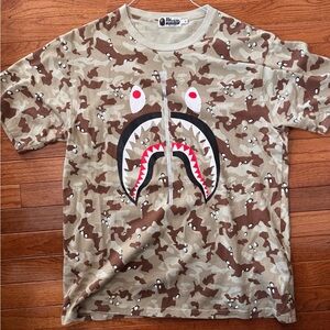 Bape Brown and Tan Camouflage Shark Tee